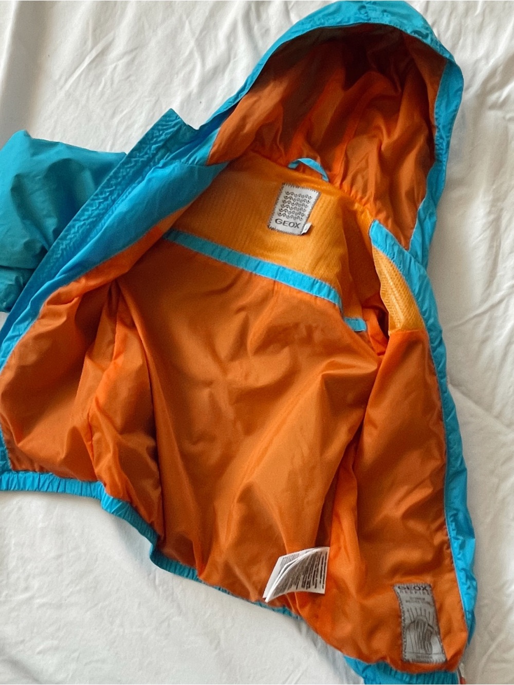 GEOX Jacket Windbreaker Hoodie Hood Blue Full Zip Coat Outdoor Hiking - Picture 9 of 14